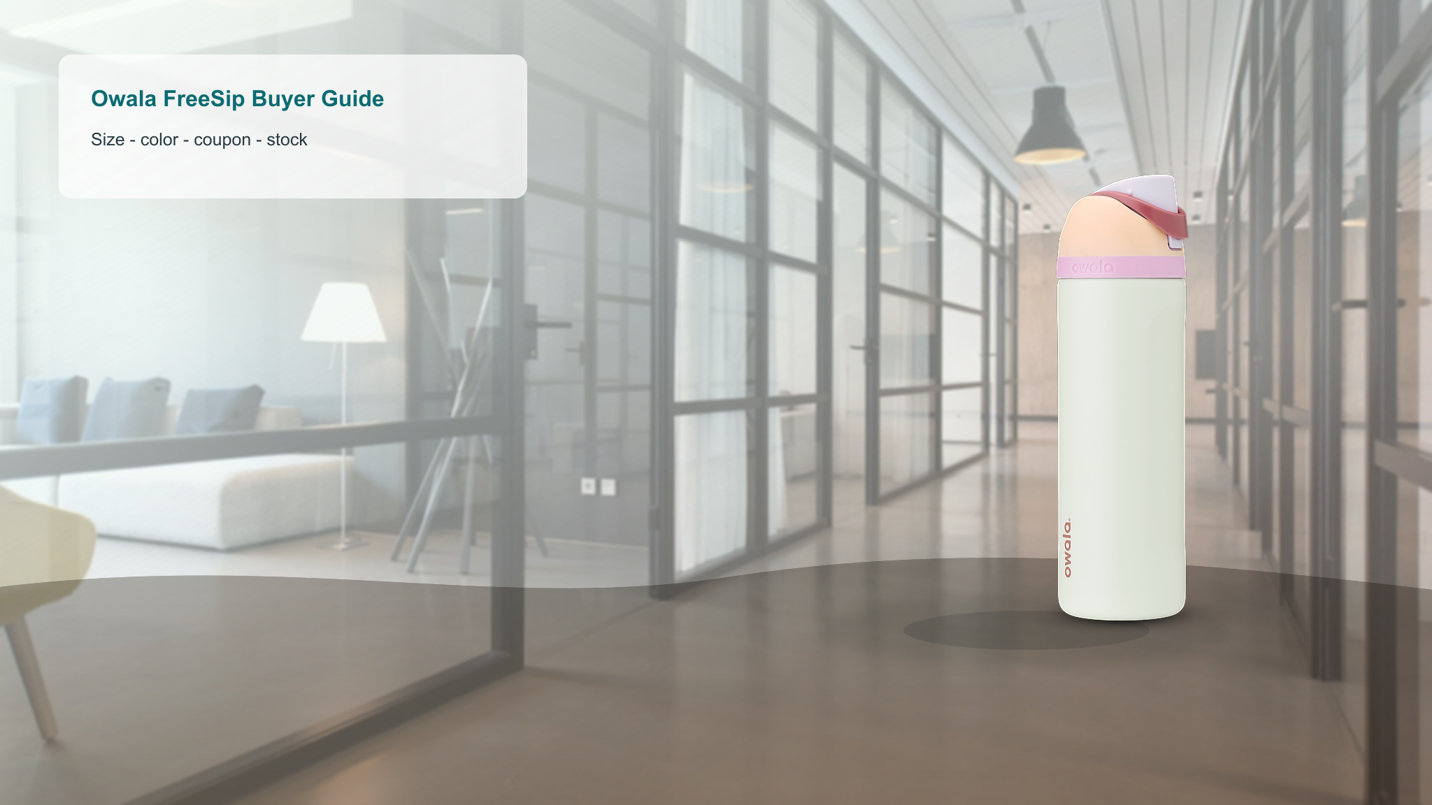 Owala FreeSip water bottle buyer guide in a gym and travel lifestyle scene